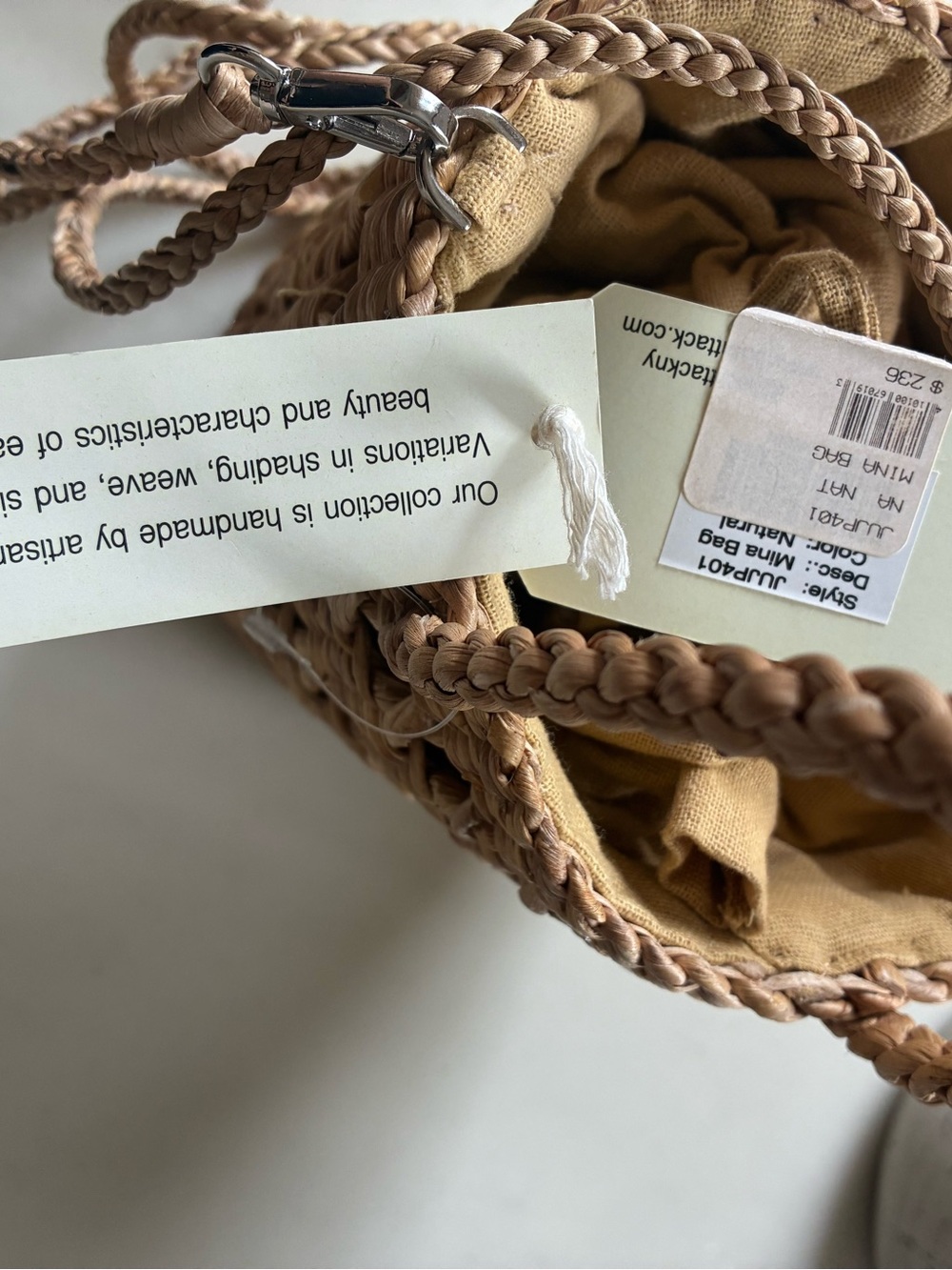 NWT Hat Attack Mina Bag Woven Straw Bucket Bag - Natural Tan - Picture 9 of 9